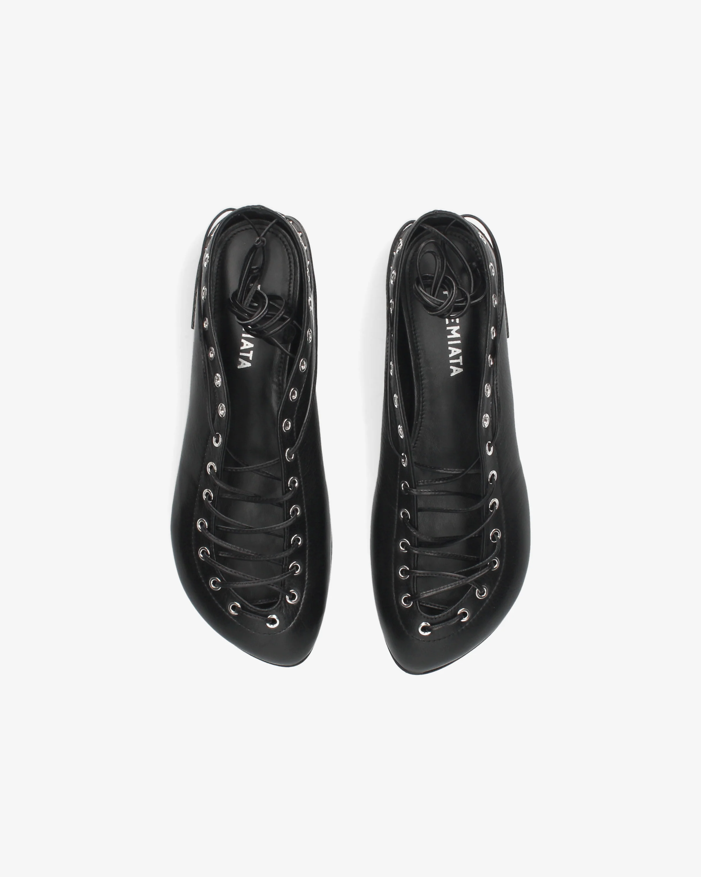 Lace-up leather ballerina shoes - Image 6