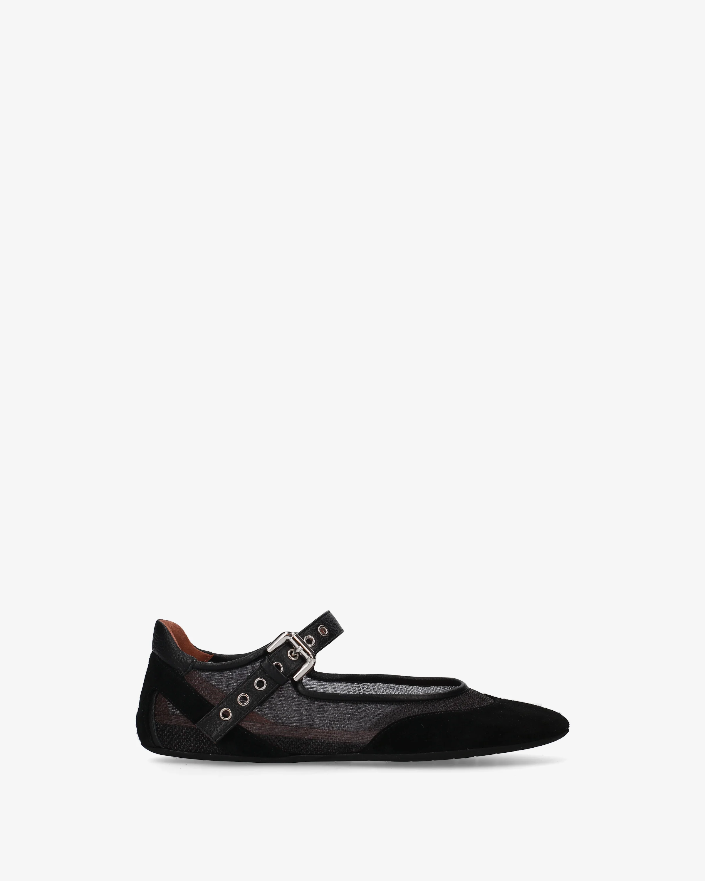 Mary Janes in fabric and suede