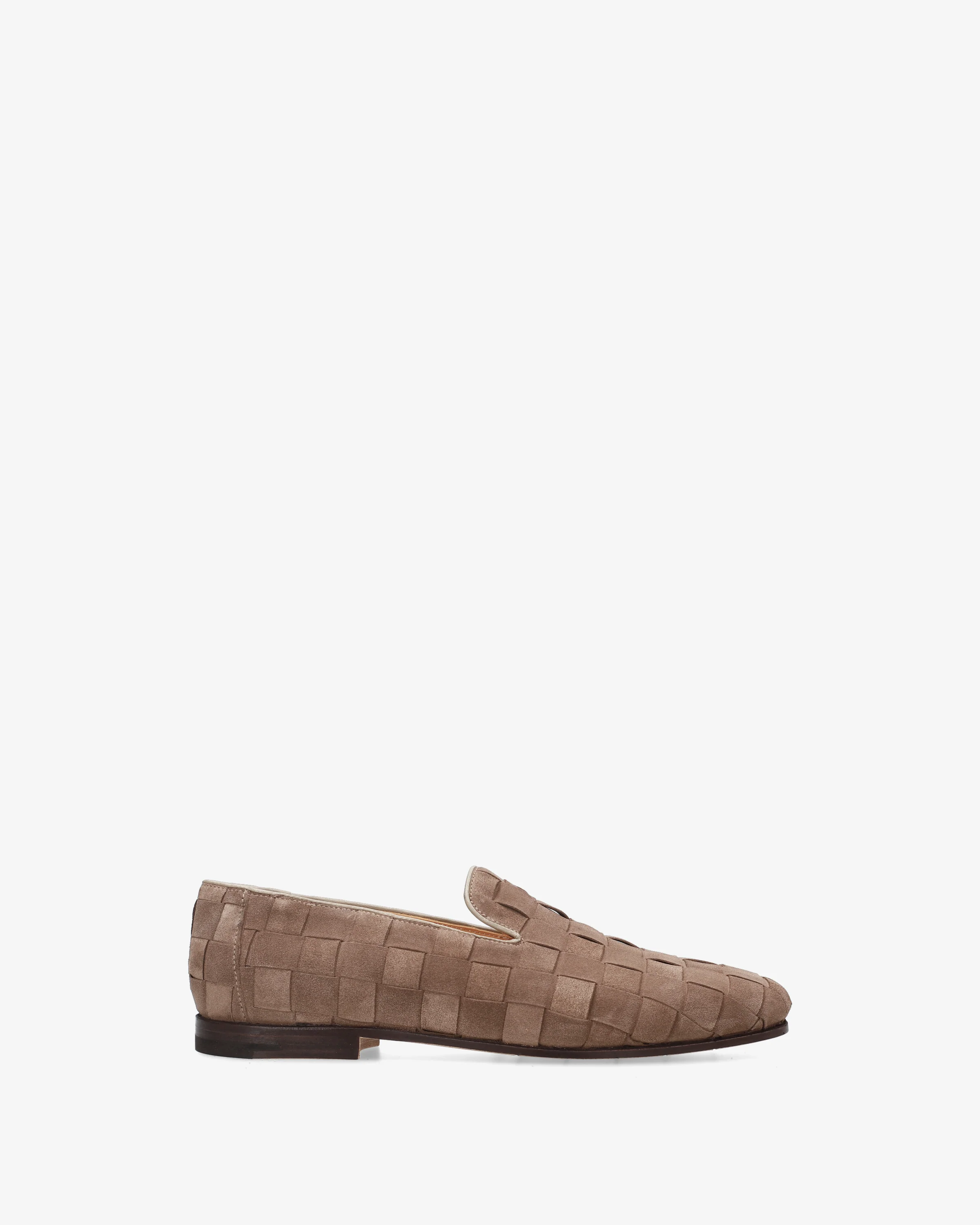 Suede loafers with a woven design