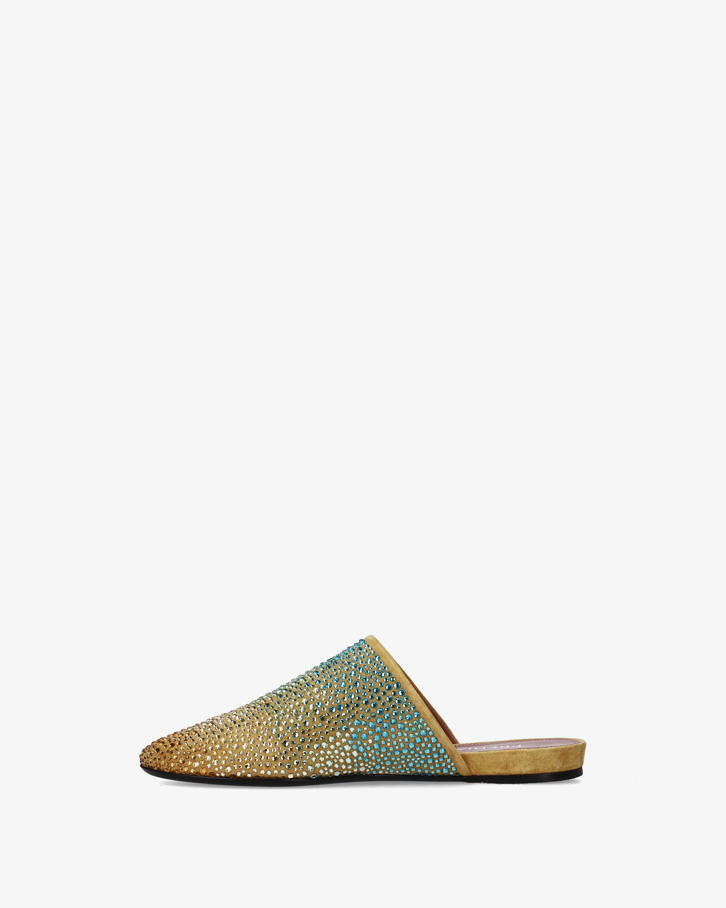 Leather clogs with light blue gradient rhinestones - Image 4