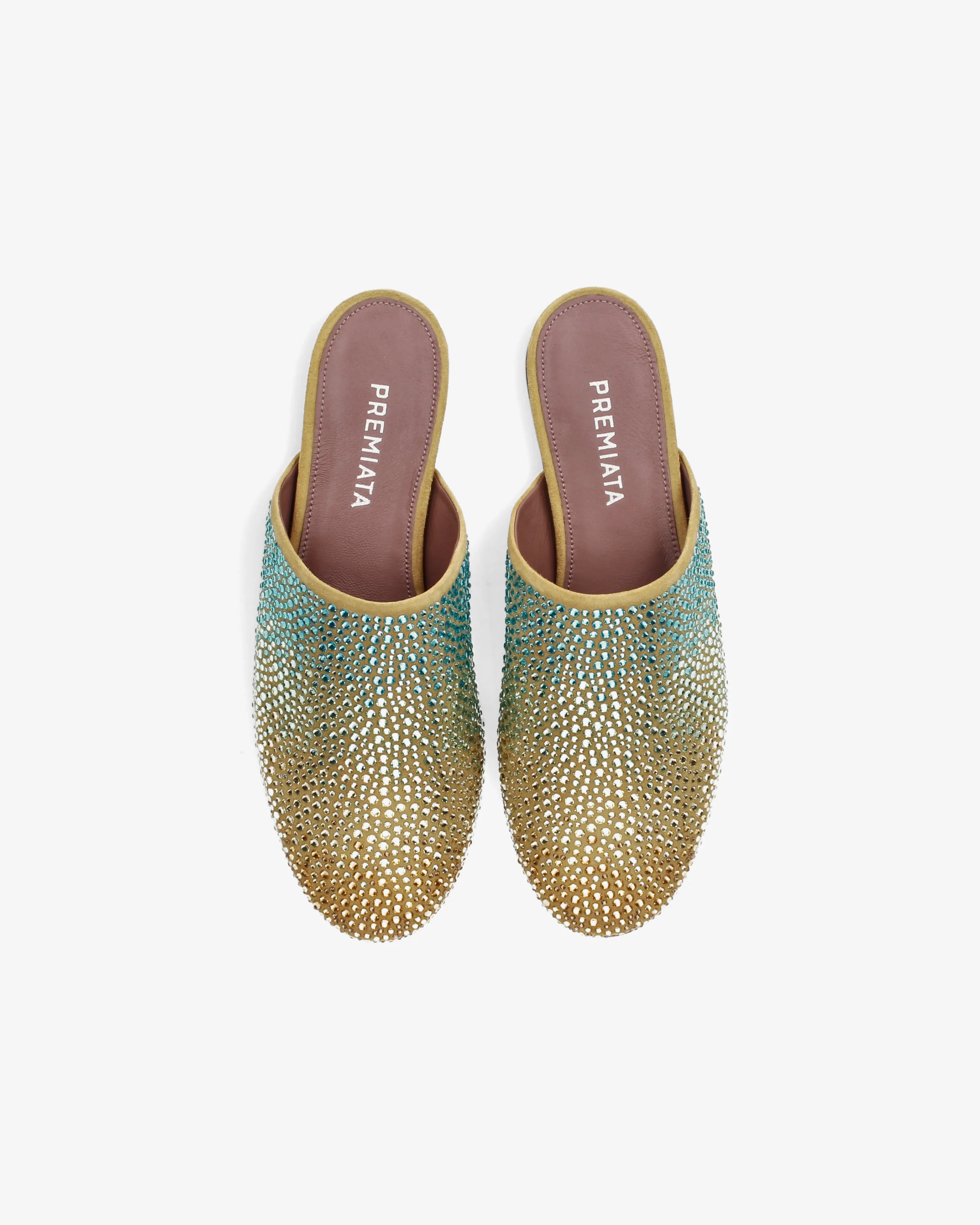 Leather clogs with light blue gradient rhinestones - Image 6