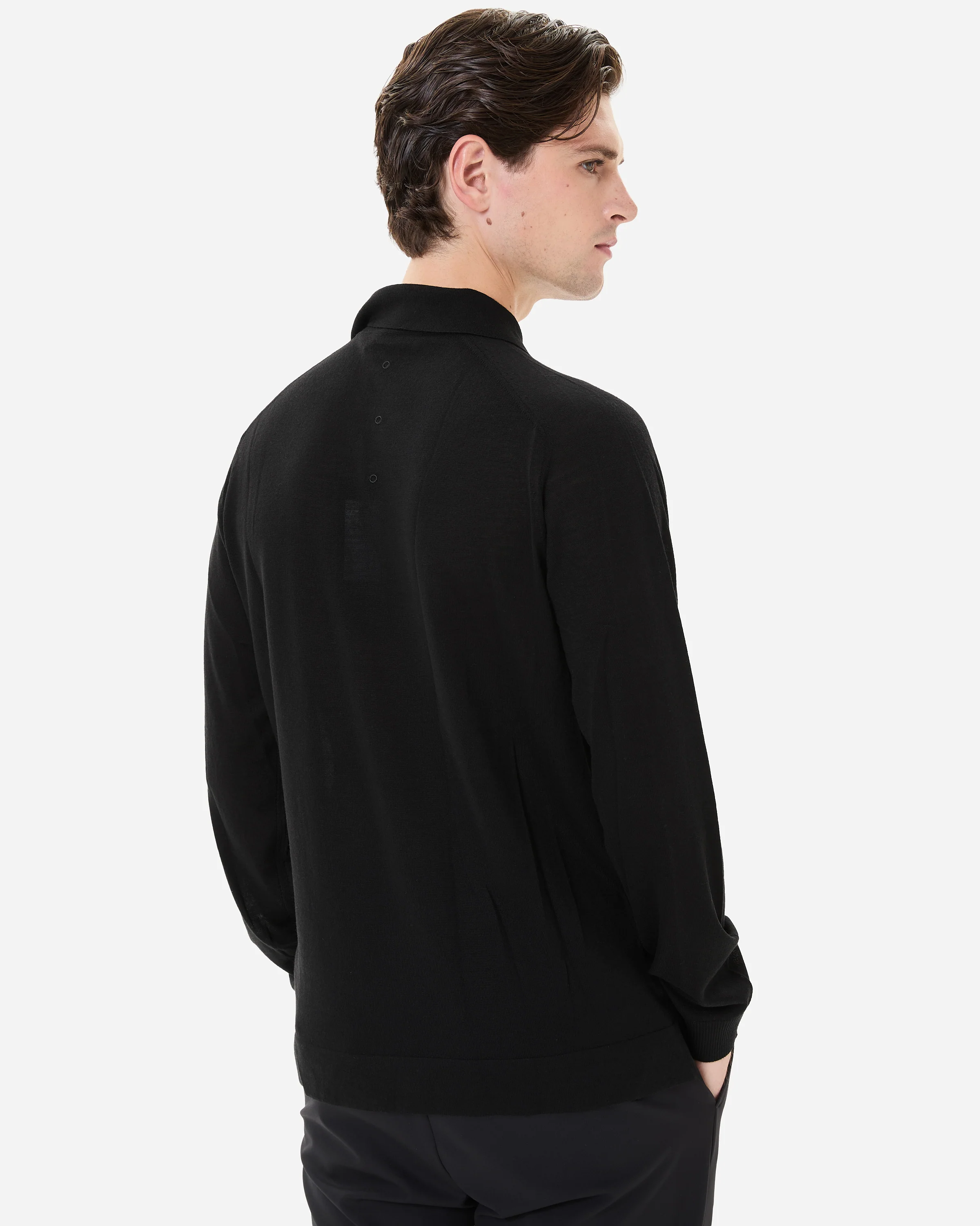 Wool and silk long sleeve polo shirt - Image 6